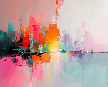 Stadt Abstrakt | Skyline von ARTEO Gemälde