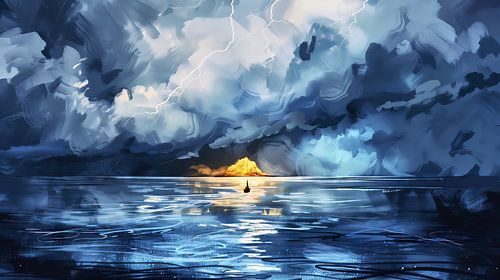 Boot in een razende storm