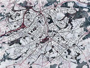 Karte von Solingen im stil 'White winter'