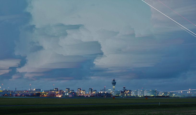 Schiphol in the blue hour by Gaby  van der Peijl