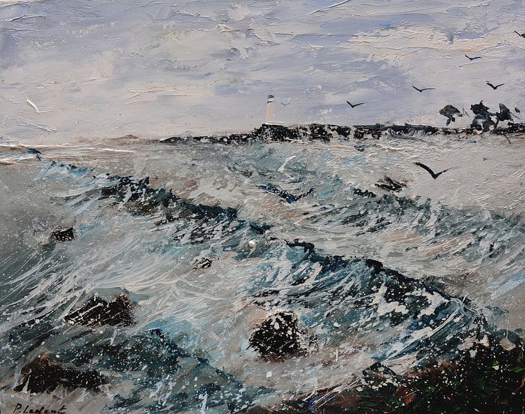 Wellen und Leuchtturm von pol ledent