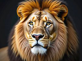 Porträt eines wilden Löwen, der kraftvoll und majestätisch aussieht von Markus Gann
