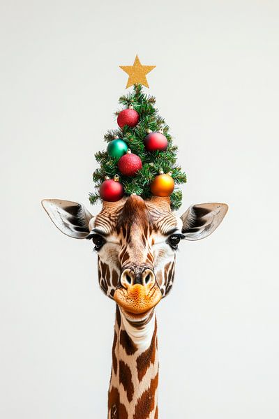 Christmas giraffe by Poster Art Shop