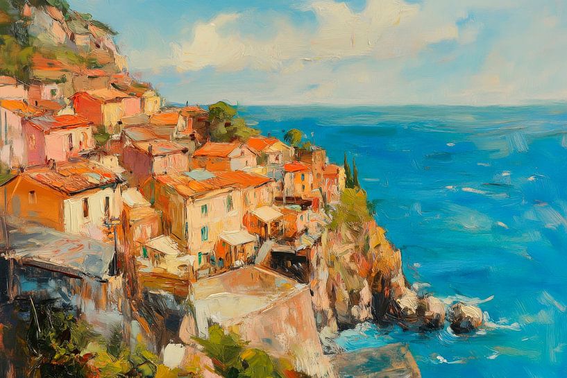 Coastal city blaze of colour by Poster Art Shop