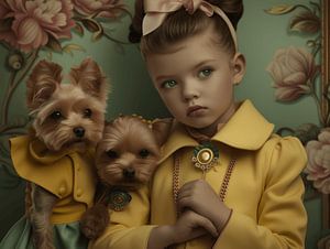 Kunstporträt "Ich und meine Hunde"