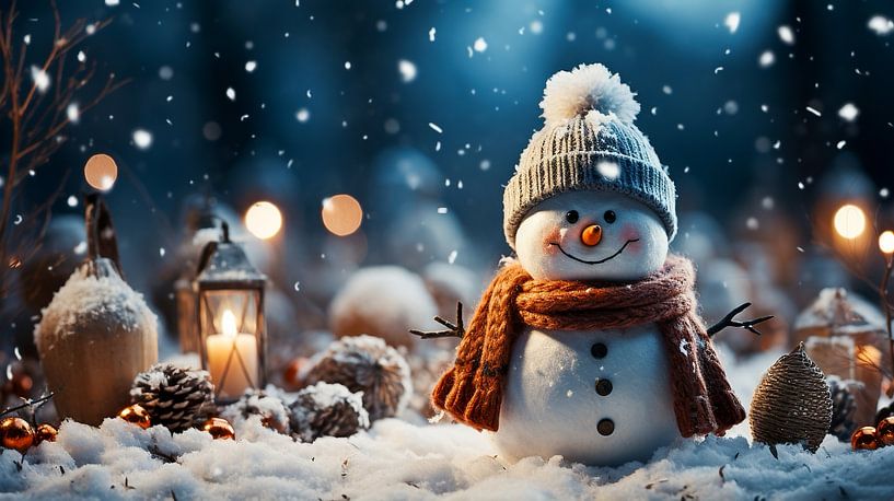 Schneemann auf dem Schnee Illustration Hintergrund von Animaflora PicsStock