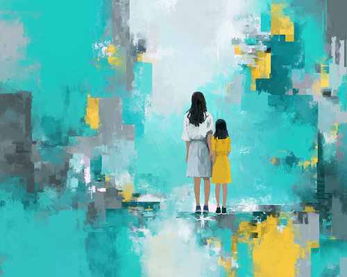 woman, girl | Standing Together in Turquoise