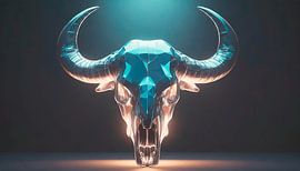 Buffalo skull with background pattern