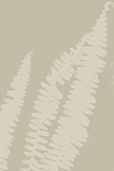 Abstract botanisch. Zomervarens in wit op klei. van Dina Dankers