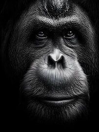 Gorilla - Diepe rust en stille kracht in zwart-wit van drdigitaldesign