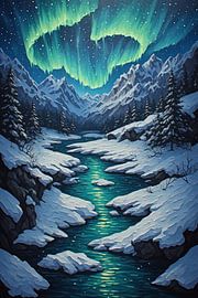 Ethereal Northern Lights: Arctic Winter Valley by Artistic