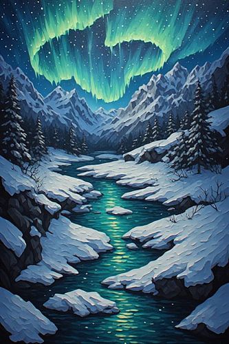 Ethereal Northern Lights: Arctic Winter Valley
