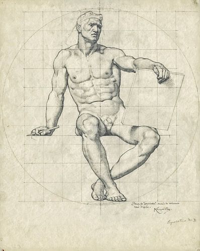 Wisconsin State Capitol, Studie van naakt voor mozaïek I, Kenyon Cox, 1912