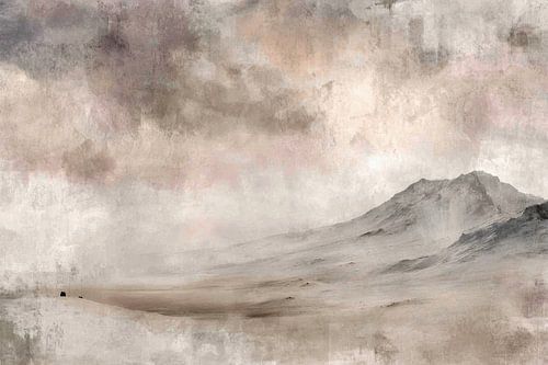 Abstract landschap - Mistige Bergen in Grijstinten