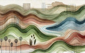 Abstracte natuur in art deco van Chromatic Fusion Studio