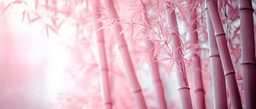 Bamboo forest in soft pink tones by Poster Art Shop