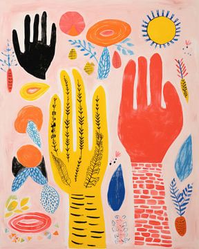 Illustratie: handen, kleurrijk en speels van Studio Allee