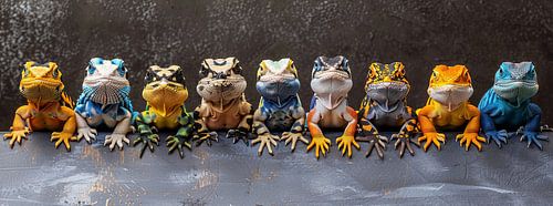 Lizards in a row group photo lizard reptile