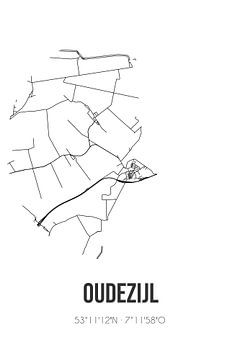 Oudezijl (Groningen) | Landkaart | Zwart-wit van Rezona