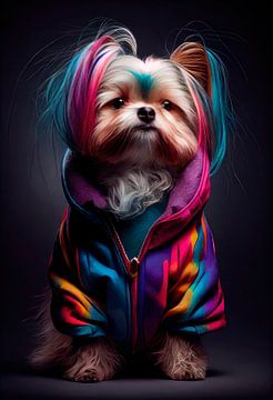 "Playful Wardrobe: A Dog's Cheerful Fashion Statement by Maarten Knops