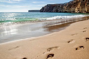 Footsteps on the Portuguese beach by Marly De Kok
