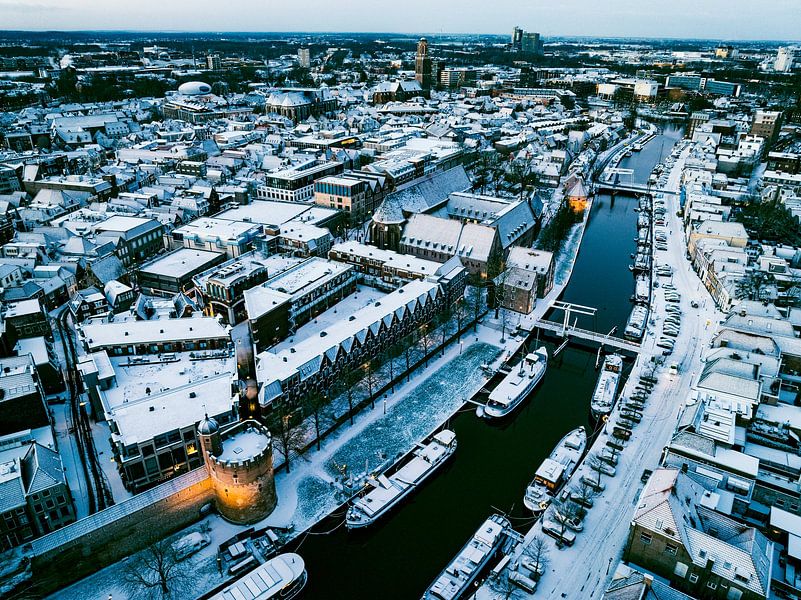 Zwolle snowy Thorbeckegracht during a cold winter morning by Sjoerd van der Wal Photography