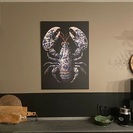 Photo de nos clients: Homard (n° 5) en bleu de Delft, homard, homard artistique - à l'exclusion du n° 5 par Dunto Venaar, sur toile