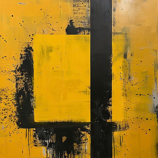 Gelb und Schwarz – Abstrakte Kunst von Poster Art Shop