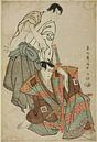 Toshusai Sharak - De acteurs Ichikawa Yaozo lll (R) als Fuwa... van Peter Balan thumbnail