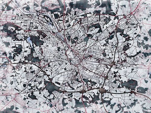 Kaart van Osnabrück in de stijl 'White Winter'