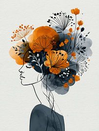 portrait of a woman with flowers by Egon Zitter