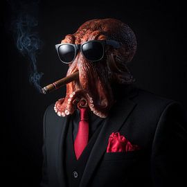 Octopus with a cigar and sunglasses by TheXclusive Art