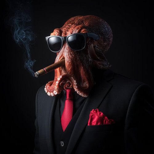 Octopus met sigaar en zonnebril