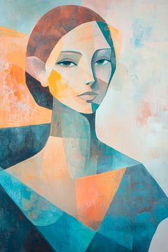 Koele kleuren en geometrische vormen - Portret van Poster Art Shop