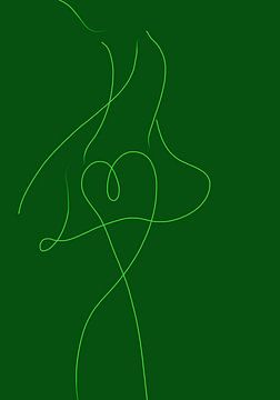 Dansende vrouw in lijnen - groen van Moyze