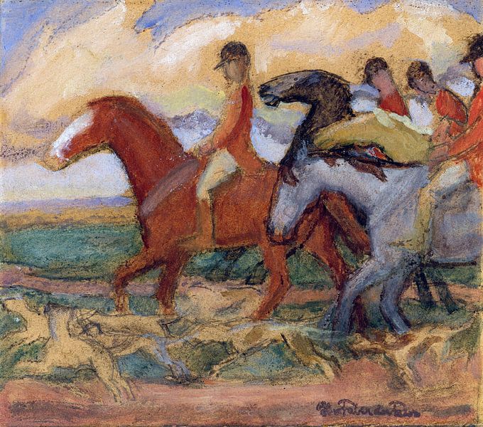 Paardrijdend op jacht - Hans von Faber du Faur, 1937 van Atelier Liesjes