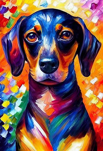 Colorful portrait of a Dachshund