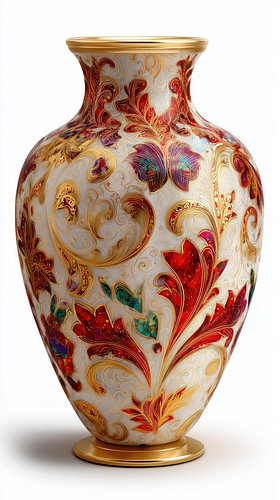 Decorative luxury vase in white, red and gold