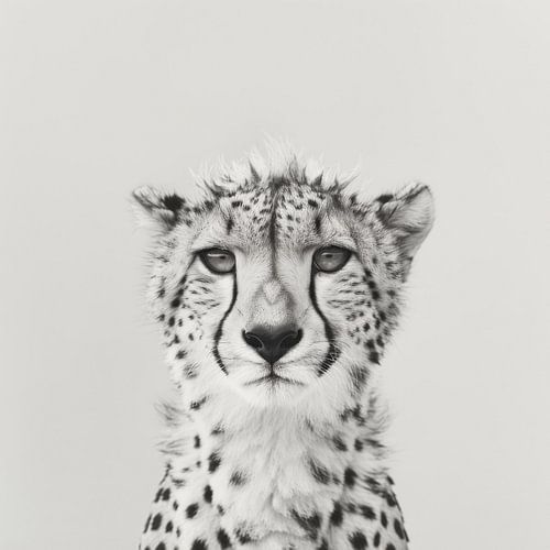 Cheetah portret in zwart-wit