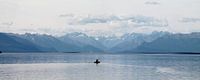 new zealand at anau lake and mountains with canoe