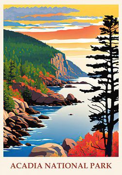 Travel Poster Acadia National Park, USA by Peter Balan