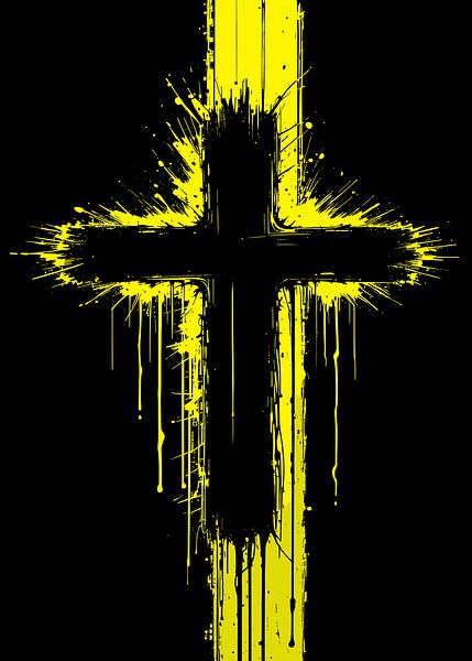 Grunge Yellow Cross by Art Kingdom
