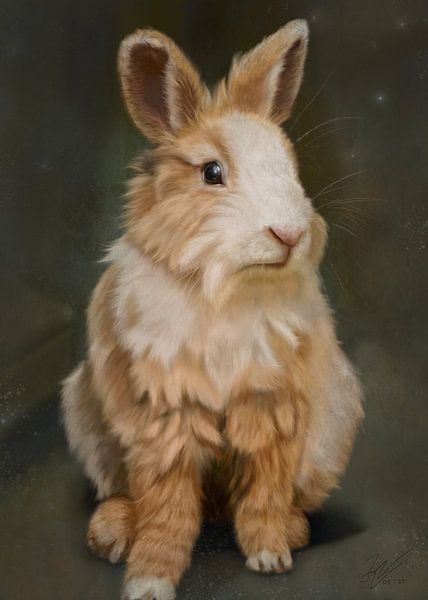 Niedlicher Hase rustikal von W. Vos