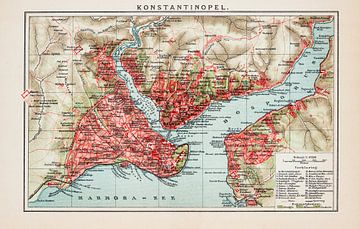 Vintage plattegrond Istanbul ca. 1900 van Studio Wunderkammer