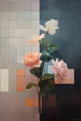 Nature morte Fleurs en pixels