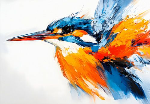 Portrait abstrait du martin-pêcheur