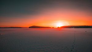 Zweden bevroren meer zonsopkomst 2 van Andy Troy
