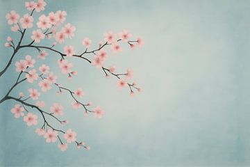Sakura branch with pastel sky