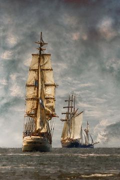 Large sailing ship in oil look by Marcel Kieffer