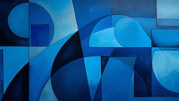 Abstracte vormen blauw panorama van TheXclusive Art